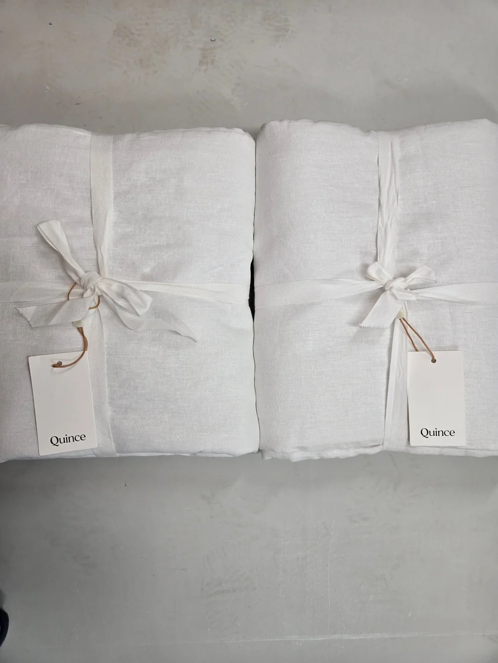 NWT QUINCE Set Of 2 48x96 European Linen True Blackout Curtains White 9177